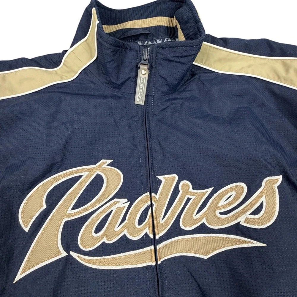 Majestic San Diego Padres Jacket Y2K Mens Navy  MLB Windbreaker Size Medium